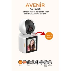 Avenir AV-S225 Dahili Ekranlı görüntülü Görüşme Özellikli 1080P Akıllı Bebek/Yaşlı Kamera